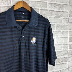 Ryder Cup 2012 Medinah Antiqua Dark Blue Striped Performance Golf Polo Men LARGE